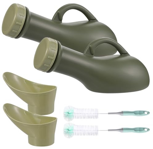 Urinflasche für Männer 2er pack Tragbare Urinflaschen 1000ml Urinflasche Kunststoff Urinsammelbehälter mit 2 x Reinigungsbürste für Zuhause Auto Camping und Unterwegs
