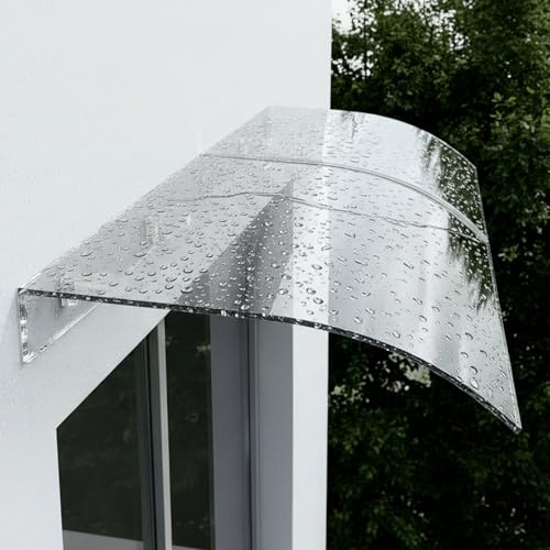 Marquesina Puerta Exterior, Techo Exterior Lluvia, Marquesinas de Policarbonato Sólido Transparente, Tejadillo de Protección contra Sol y Lluvia para Ventanas, Balcón, Garaje y Terraza, Ampliable