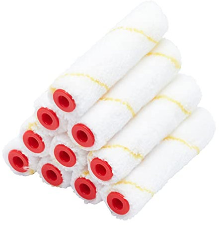 ProDec Advance 10 Pack 4 inch Short Pile Microfibre Mini Paint Rollers for a Smooth Finish with Emulsion, Gloss, Satin, Varnish, Woodstain on Walls, Ceilings, Skirting Boards, Window Sills, Doors, 4
