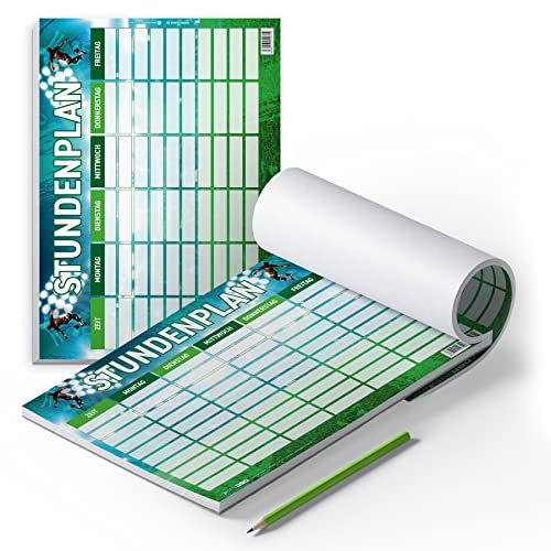 itenga Stundenplan DIN A4 als Block 25 Blatt Stundenplanblock stundenpläne (Motiv Fussball)