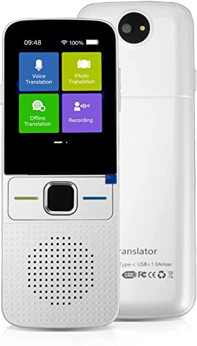 Übersetzer Sprachübersetzer Gerät, übersetzungsgerät mit 138 Sprachen Sprachen/WiFi/Hotspot/Offline Voice Translator, Business und Sprachenlernen, (2.4-zoll-Touchscreen, Weiß)