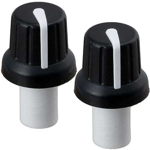 AERZETIX – C12491 - Lot de 2 Boutons de potentiomètre avec indicateur blanc - diamètre de l'axe 6 mm - à enfoncer - en plastique - corps noir