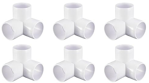 sourcing map 6Pack PVC Winkel Beschläge 1-1/2 3 Wege PVC Rohrleitung Fitting Steckverbinder für Basteln PVC Regal Garten Unterstützung Struktur Lagerung Rahmen