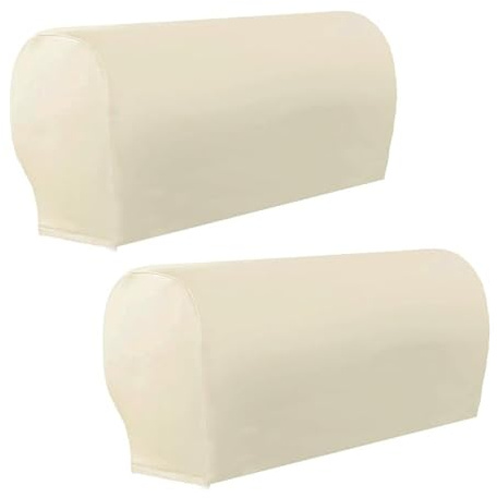 Bestenrose Copribracciolo impermeabile in pelle PU per poltrona, divano, copribracciolo, protezione per bracciolo del divano, set da 2 pezzi, beige