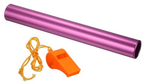 PATIKIL Relay Track Baton, Aluminum Tube Field Running Race Stick with Whistle Corrosion
