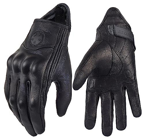 GFDSGRE Guantes Moto Guantes de Cuero Moto Retro Motociclista Guantes Hombres Mujeres Vintage Motocross Guantes Negro Motocicleta Accesorios Guantes De Moto (Color : Noir, Tamaño : M)