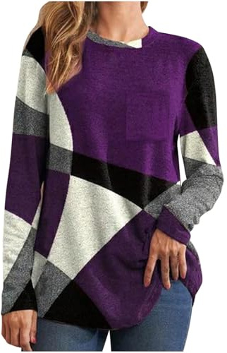 Jersey Mujer Sudadera Moda Manga Larga Casual Patchwork Otoño Invierno Suéter Largo Suave cómodo Primavera Blusa Tops Tumblr Deportiva Jersey Bolsillo Talla Grande 2025