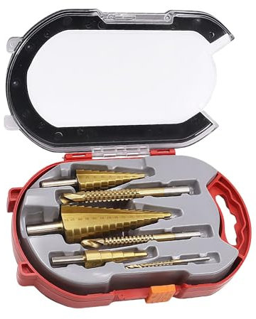 Juego de brocas escalonadas para madera, juego de brocas escalonadas con revestimiento de titanio, apto para la mayoría de taladros eléctricos, juego de 6 brocas dentadas para chapa y madera