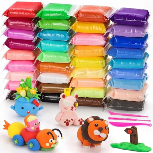 Wenrescry Pâte à modeler, Argile autodurcissante – 36 couleurs d'argile pour enfants, cadeau magique pour garçons et filles