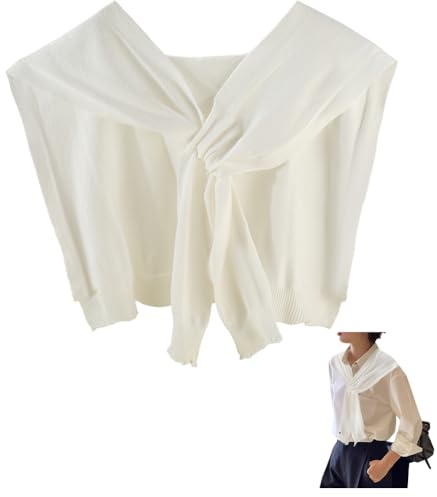 CABODYALS Scialli e Mantelle in Maglia Bianca Leggeri Corti Casual da Viaggio da Donna in Tinta Unita Annodati sul Davanti per Giacche Camicie e Top alla Moda Primaverili Ed Autunnali.