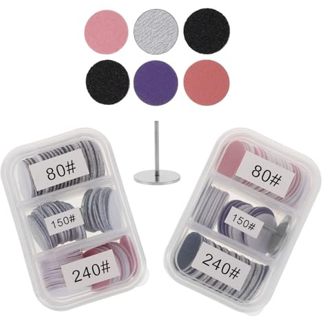 GALPADA 2 Sets 25mm Nail Sanding Discs Replacement Pads for Electric Nail Drill and Foot File, Multi-Grit Sandpaper for Dead Skin Removal, Manicure, Pedicure, and Foot Care Black 80#,