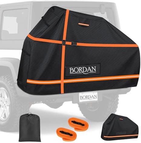 Bike Cover for Transport 3 Bikes on Rear Bike Rack, 600D Waterproof Bike Rack Covers for 3 Bikes on Hitch Travel, Outdoor Storage Bicycle Rain Cover for Transport on Rack with Straps & Storage Bag