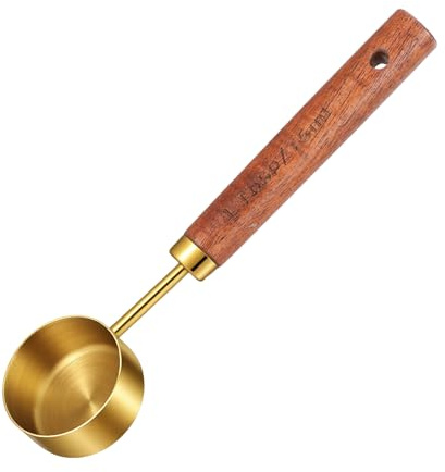 Cucchiaio dosatore per caffè, in acciaio inox, con manico in legno, 1 cucchiaio dosatore da 10 g