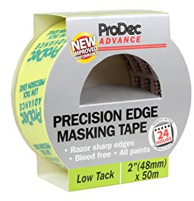 ProDec Advance 48mm (2 inch) x 50m Low Tack Precision Edge Multi Surface Painters Masking Tape for Razor Sharp Lines with No Paint Bleed For Indoor Painting and Decorating Compatible with All Paints