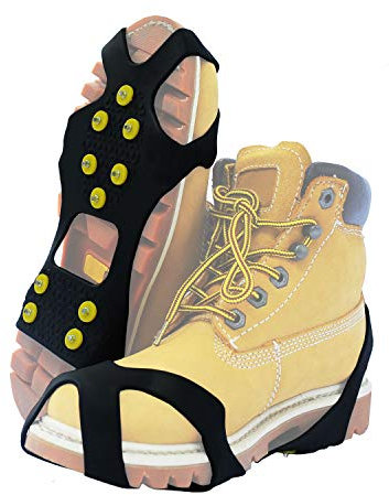 Yesloo Steigeisen, Schuhe Spike mit 24 Edelstahl Zähne und Silikon Band Anti Rutsch auf EIS und Schnee für Wandern Bergschuhe Stiefel usw