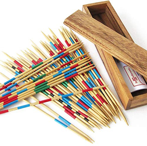 LEDELIRANT Gioco MIKADO in scatola di legno massiccio per 2-6 giocatori a partire dai 5 anni. Conforme alle norme CE, ecologico, marchio Gioco da tavolo per famiglie in viaggio. Alta qualità.