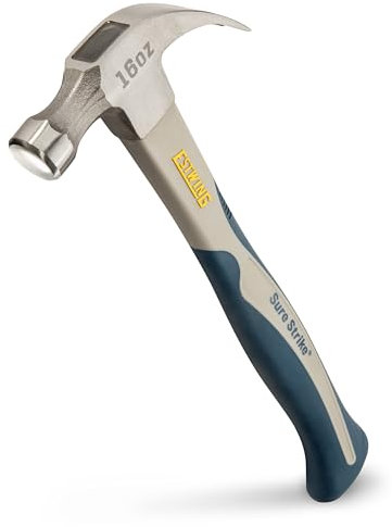 ESTWING Sure Strike Hammer - 16 oz Curved Claw Hammer with Smooth Face & Carbon Fiber Handle - SSCF16C