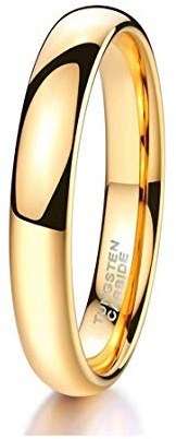 CROWNAL 1mm 2mm 3mm 4mm 5mm 6mm 7mm 8mm Tungsten White/Yellow Gold/Rose Gold Plated Wedding Band Ring Men Women Plain Dome Polished Comfort Fit, 7 UK, Tungsten, tungsten