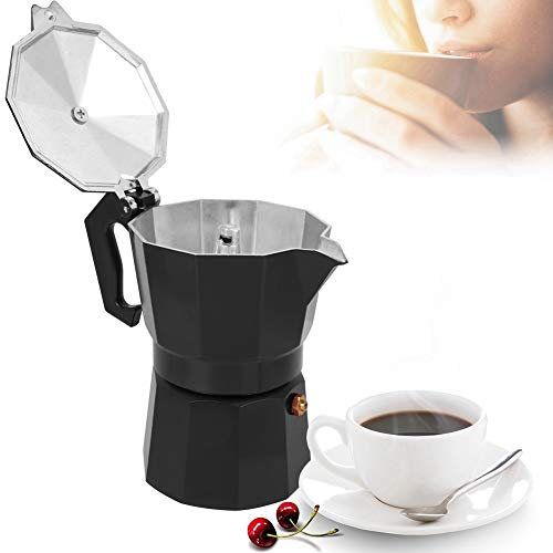 Oumefar de 150 ml, única de Aluminio de Ocho Lados para 3 Tazas, Moka, exprés de Estufa Premium para Oficina en casa(Negro)