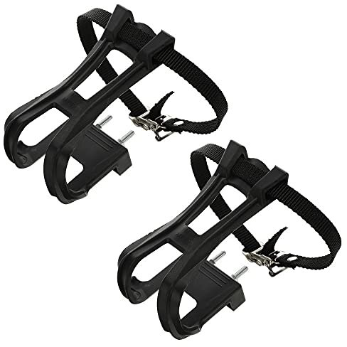 MiOYOOW Set Zehenclip und Riemen, 1 Paar Toe-Clips mit Riemen, Verstellbare Pedalklemme und Riemen für Mountainbikes, Radfahren, MTB, Rennrad