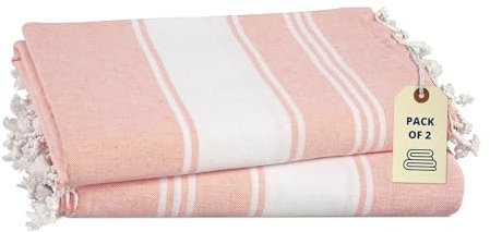 LANE LINEN Turkish Towels, Cotton Rich XL Beach Towel 2 Pack, Pre-Washed, No Shrink, Quick Dry Oversized Beach Towels, Stylish Beach Towel For Women, Sand Free Towel, 39x71 - Quartz Pink