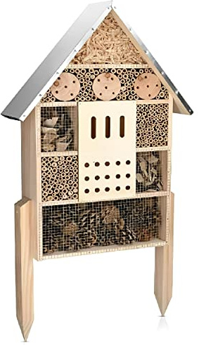 Aggloz | Wooden Insect Bee House Natural Wood Bug Hotel Shelter Garden Nest Box | Extra Large 58cm | Natural (XXL Insect Hotels)