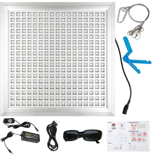 Rotlichtlampe mit Timer, Rotlichttherapiegerät für Körper Gesicht, 660nm&850nm LEDs Red Light Therapy Panel Infrarotlampe mit Einstellbar Halter für Erholung Verbessern Schlaf Schmerzlinderung (A)