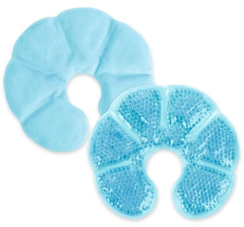 NEWGO Cuscinetti refrigeranti 3 in 1 per il seno, per l'allattamento al seno, per la terapia del seno, in morbido tessuto posteriore in pile (blu)