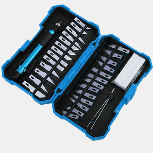 29 Piezas Cuchillos De Arte De Precisión, Juego De Bisturí De Precisión Bisturí Artesanal Hobby Knife, Cuchillo De Tallado Artístico Para Escultura Artesanía De Bricolaje, Azul