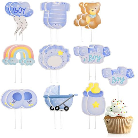 18 Pezzi Decorazioni Torta Compleanno Baby Shower Topper Torta Compleanno Bambino Cake Topper Decorazione per Torte per Baby Shower Battesimi Gender Reveal