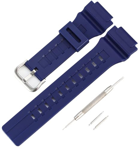 Harz Armband Kompatibel mit Casio MCW-200H, Schwarzer Gummi Ersatz Armband für Damen und Herren Uhren (Navyblue)