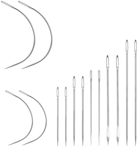 14 Stück Nähnadeln Ledernadel Gebogene Nadeln Sattlergarn Ledernadeln Leder Nähnadeln Leder Nähwerkzeug Handstichwerkzeuge für Geldbörsen Rucksäcke Schuhe Teppich Leinwand Reparatur