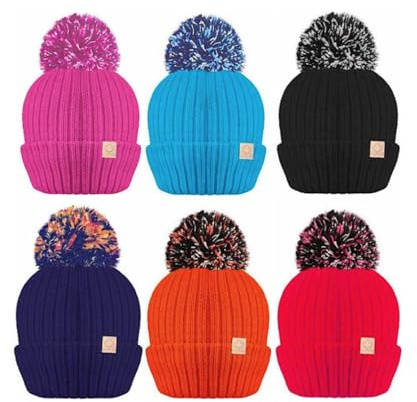 Kids Children's Girls Boys Thermal Plain Black Hat R40 Stretchy Warm Beanie Fully Insulated Hat for Winter Autumn Approx. Size 7 to 15 Years (UK, Age, 7 Years, 15 Years, Orange)