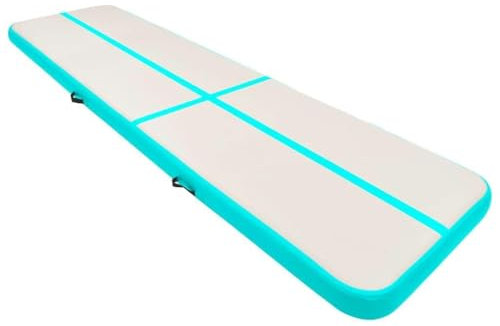 Brokky Inflatable Gymnastics Mat with Pump 700x100x15 cm PVC Green-inflatable Gymnastics Tumble Track Gym Mat for Home Use,Training,Cheerleading,Yoga,Water Fun