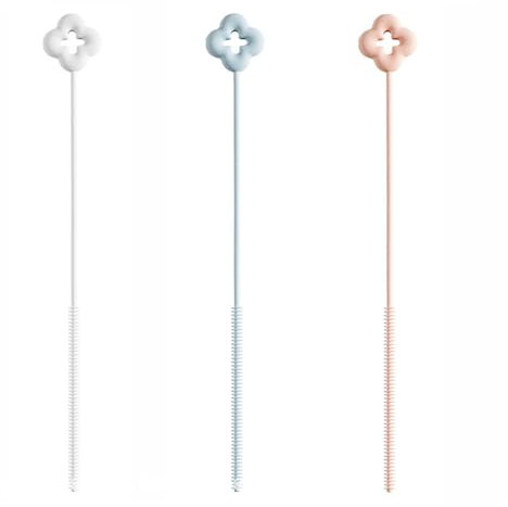 Lot de 3 brosses de nettoyage pour paille - Longue brosse à joints flexible - Réutilisable - Pour biberons et pailles
