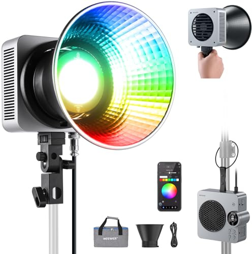 NEEWER HS200C Luce Video LED RGB Portatile, Controllo APP/2.4G/Pannello/DMX, Illuminazione Continua COB 280W 150000Lx 2500-7500K CRI95+ Faretto Bowens per Riprese Video Streaming Fotografia Studio