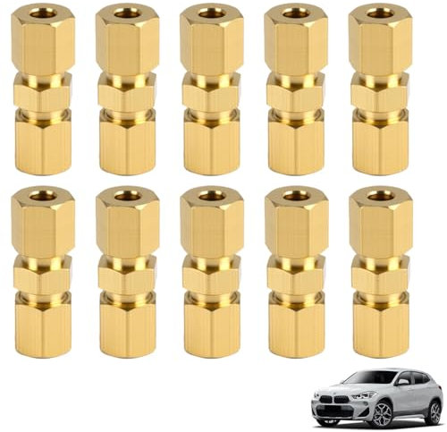 Set de 10 Connecteurs de Tuyau de Frein 4,75mm, Raccords en Acier Cuivré Sans Embouts pour Câbles de Frein, Installation Facile, Haute Résistance à la Pression et Fiabilité pour Réparations et Amélior