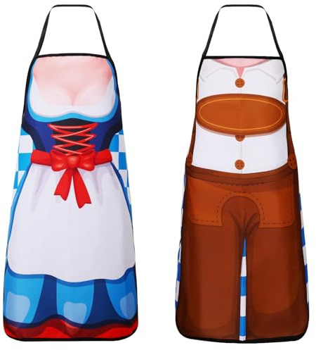 SEPGLITTER 2Pcs Oktoberfest Aprons, Oktoberfest Beer Festival Apron Women Men Costume Outfit Novelty Aprons for Grilling Baking Cooking Kitchen Gifts Accessories