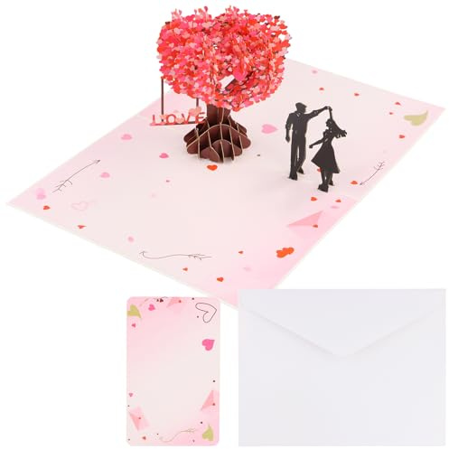 Tarjeta de Boda Pop-Up,3D Tarjeta Aniversario con Sobre para Esposa,Marido,Novio, Novia,Tarjetas para Navidad, Cumpleaños, Aniversario, día de San Valentín