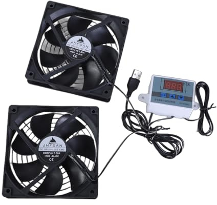 Ventiladores de refrigeración USB de 120 mm con control de temperatura ajustable para armarios y sistemas de cine en casa, ventilador de termostato ajustable