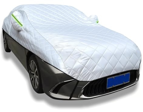 Mezza Telo copriauto antigrandine per Peugeot 308 (2007-22) | 4440 x 1817 x 1427 mm | Mezza Copertura per Auto Traspirante Addensata, Adatto a Tutte Le Stagioni Vento Antipolvere(Silver)