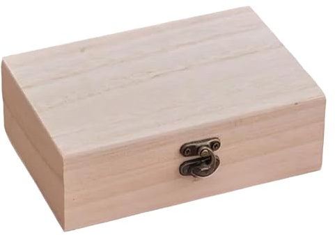 ShiningUU Unfinished Wooden Box 2 Pack Rustic Craft Storage with Locking Clasp | DIY Craft Lockable Storage Box | 15x10x5cm Home Decor Organizer