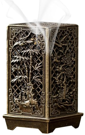 Fornello Per Bruciatore Di Incenso – Bruciatore A Cono Di Incenso A Carbone Metallico | Porta Incensso Con Coperchio, Supporto Per Incensso Dal Design Vintage, Ornamento Da Scrivania Per Carbone,