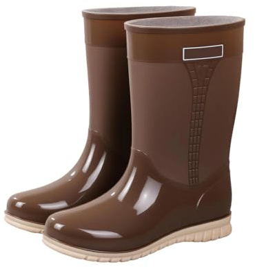 Generisch Bottes en caoutchouc antidérapantes pour femme, tige large, pieds nus, bottes de jardin, bottes de pluie, chaussures de jardin