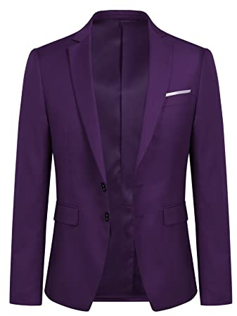 YOUTHUP Blazer da Uomo Giacca da Abito con 2 Bottoni Formale Monopetto Slim Fit Elegante Giacche da Smoking