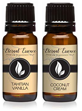Eternal Essence Oils 2 Pack 10ml Premium Fragrance Oil - Coconut Cream and Tahitian Vanilla Scents - for Candle, Soap Making, Aromatherapy, Diffusers, Home Care, & Humidifiers
