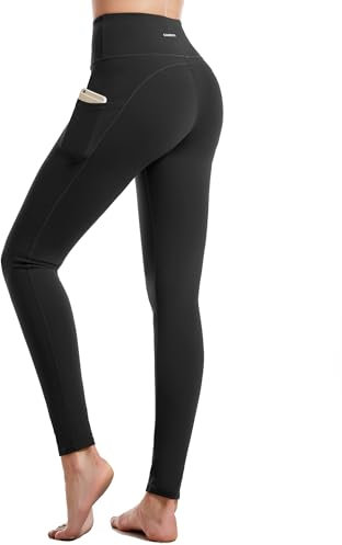 CAMBIVO Sport Leggings Damen Lang, Sporthose High Waist mit Handytasche, Leggins mit Handytasche, YogahoseTights Blickdicht für Sport, Freizeit, Fitness