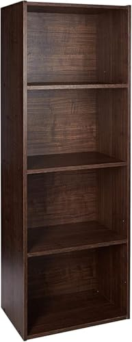 Iris Ohyama, Garderob med 4 hyllor / Trälåda med hyllor / Bokhylla / Sidoskåp, Enkel montering, modulär, design, Kontor, Vardagsrum - Basic Storage Shelf - CX-4 - Brun