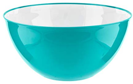 Large Duo Plastic Salad Serving Mixing Bowl 25cm Blue Orange Green Pink (Blue)