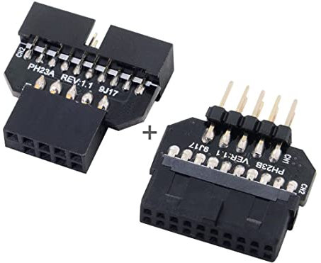 chenyang 2 Pack USB 2.0 Front Panel Header 9/10Pin Male/Female to 19/20Pin Male/Female Mainboard Header Gender Changer Connector Adapter